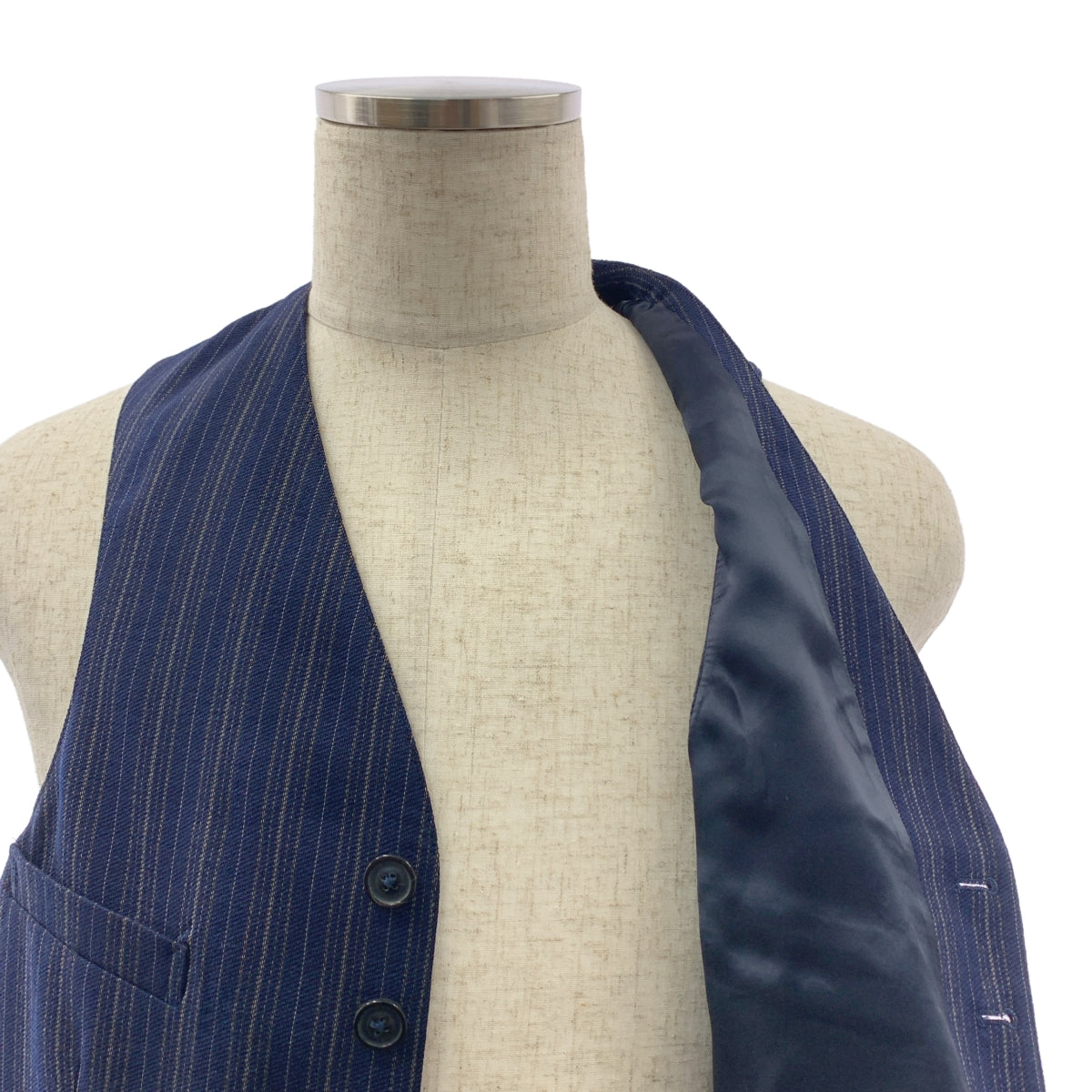 【美品】  Maison Margiela / メゾンマルジェラ | 2018SS | ストライプ ジレ ベスト / 総裏地 | 50 | ネイビー | メンズ