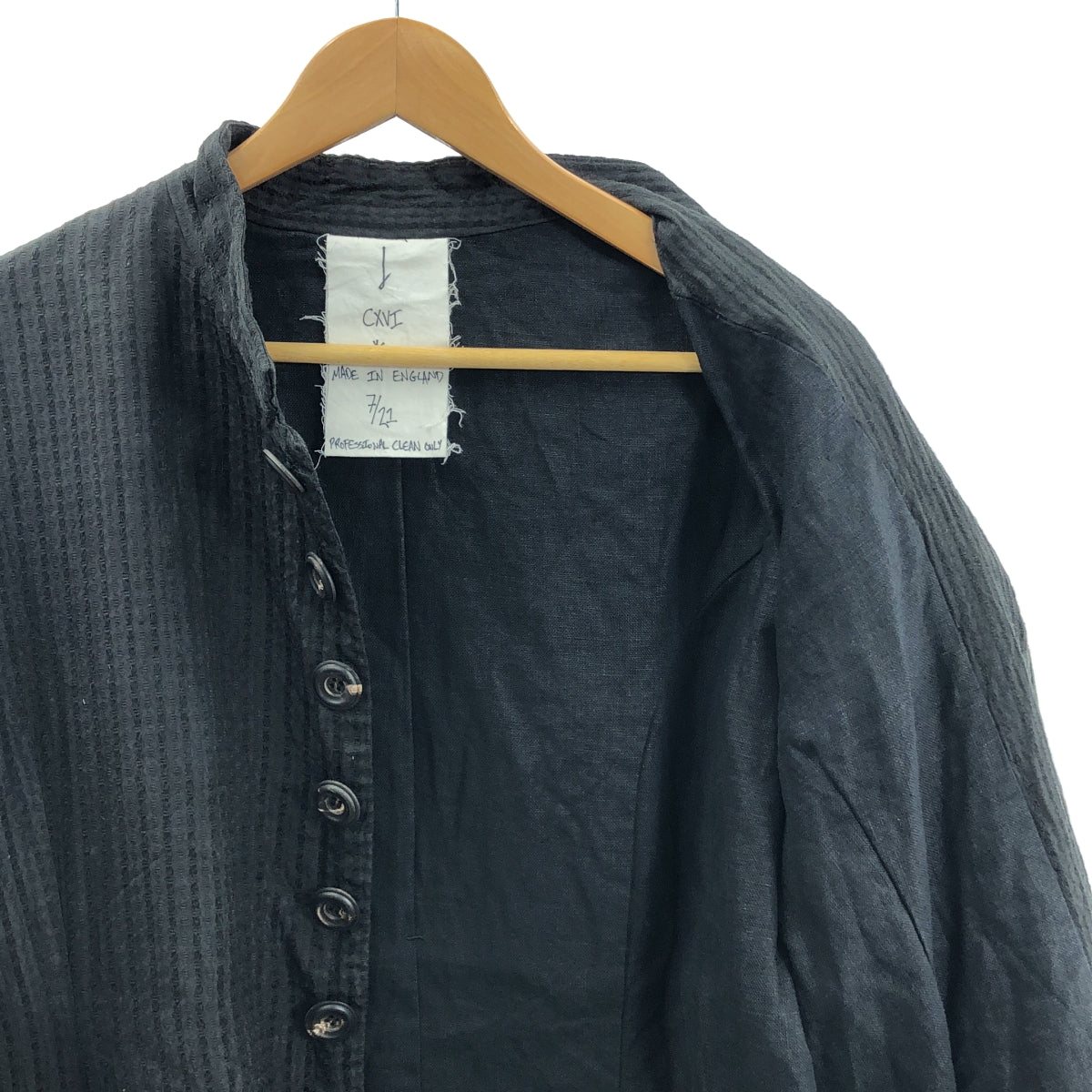 【미품】 JOHN ALEXANDER SKELTON / 존 알렉산더 스켈레톤 | 2024AW | Sedge Winter Jacket 실크 도비 스트라이프 스탠드 컬러 재킷 | XS | 블랙 | 남성