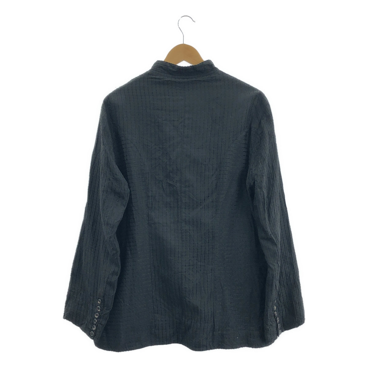 【미품】 JOHN ALEXANDER SKELTON / 존 알렉산더 스켈레톤 | 2024AW | Sedge Winter Jacket 실크 도비 스트라이프 스탠드 컬러 재킷 | XS | 블랙 | 남성