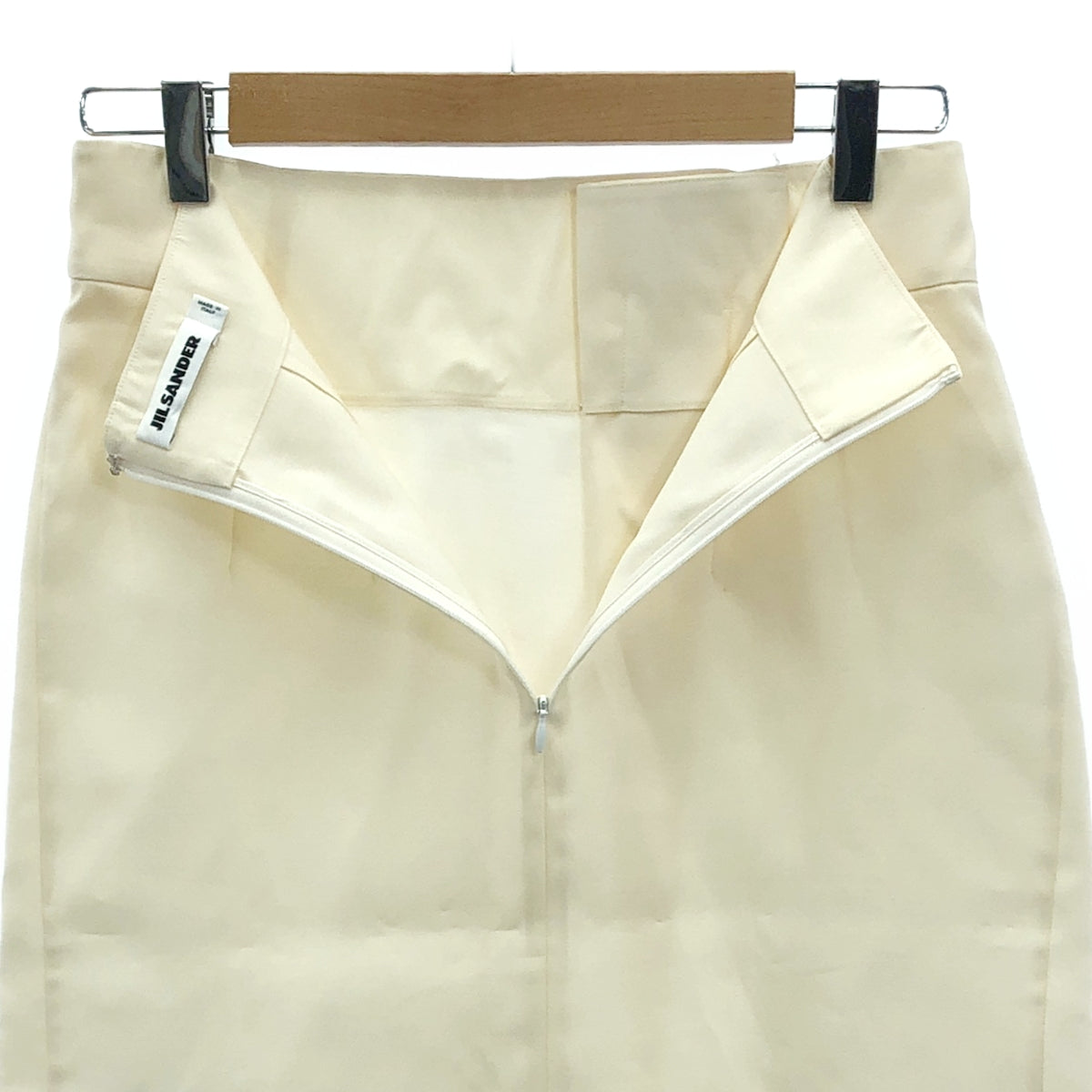 JIL SANDER / ジルサンダー | ウール シルク タック デザイン スカート | 36 | アイボリー | レディース