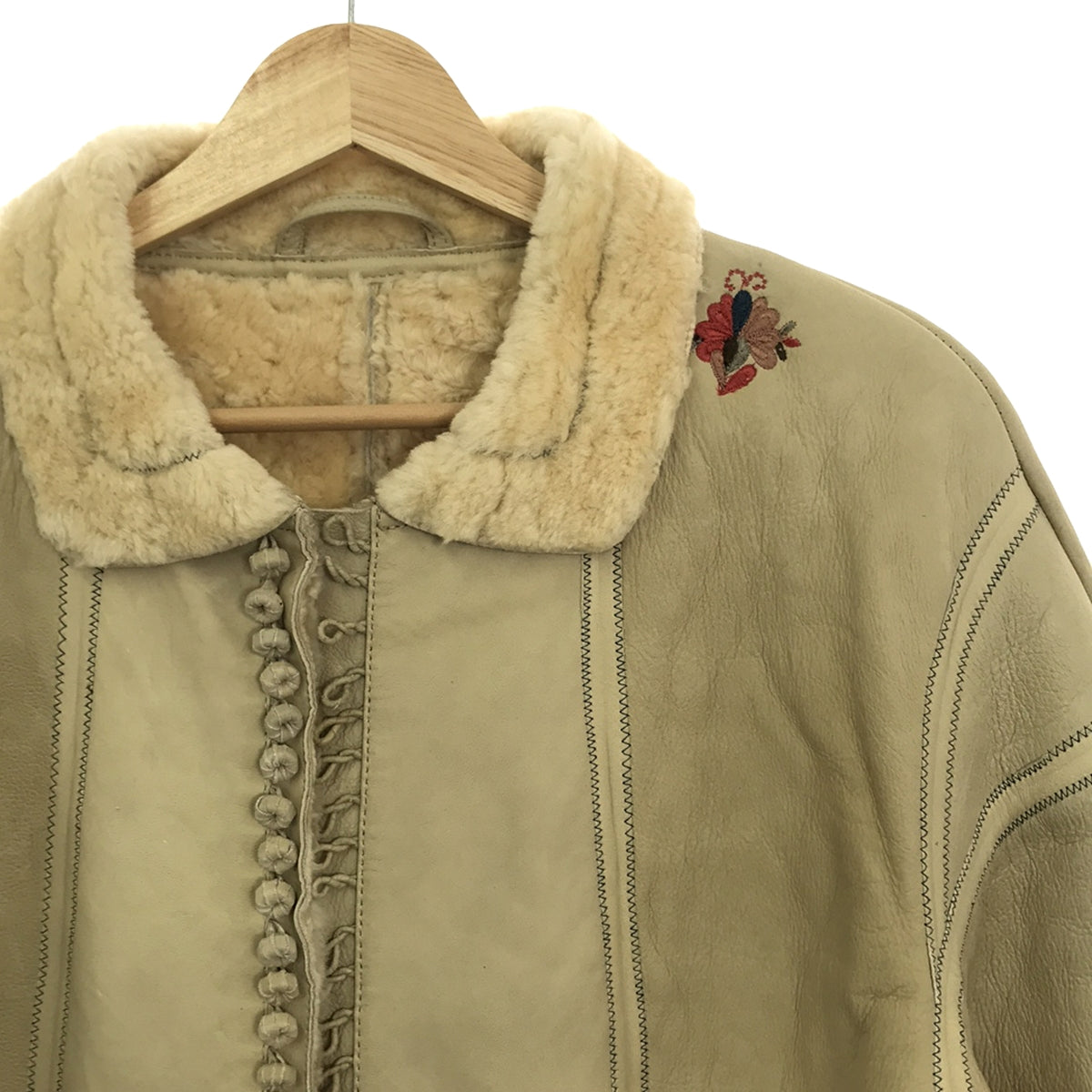 KENZO |刺繡針法羊毛大衣 |尺寸 40 |象牙 |女性的