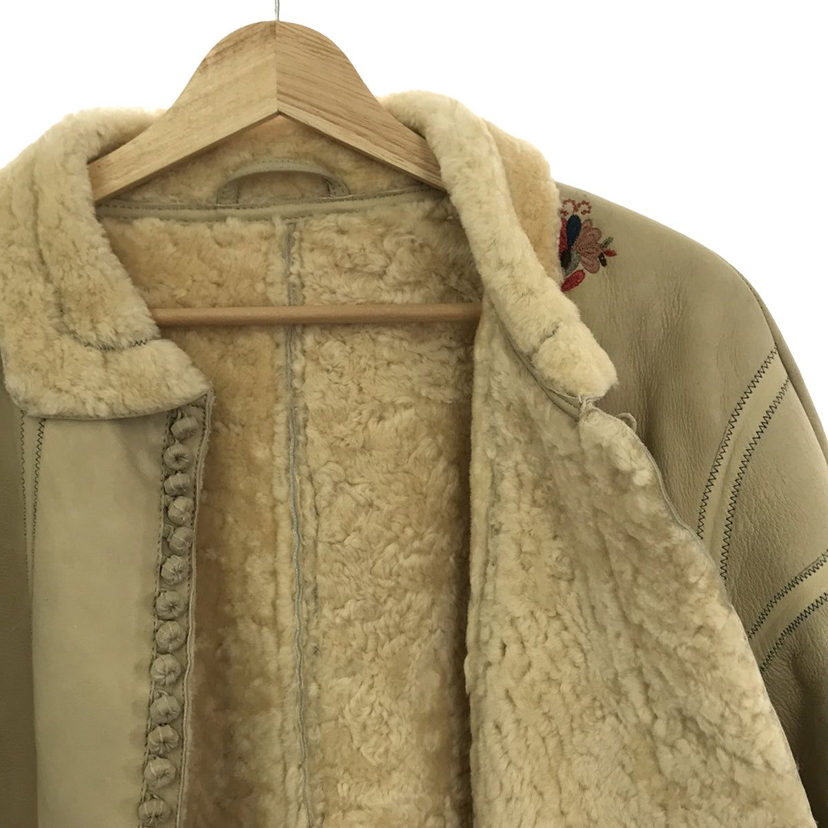 KENZO |刺繡針法羊毛大衣 |尺寸 40 |象牙 |女性的