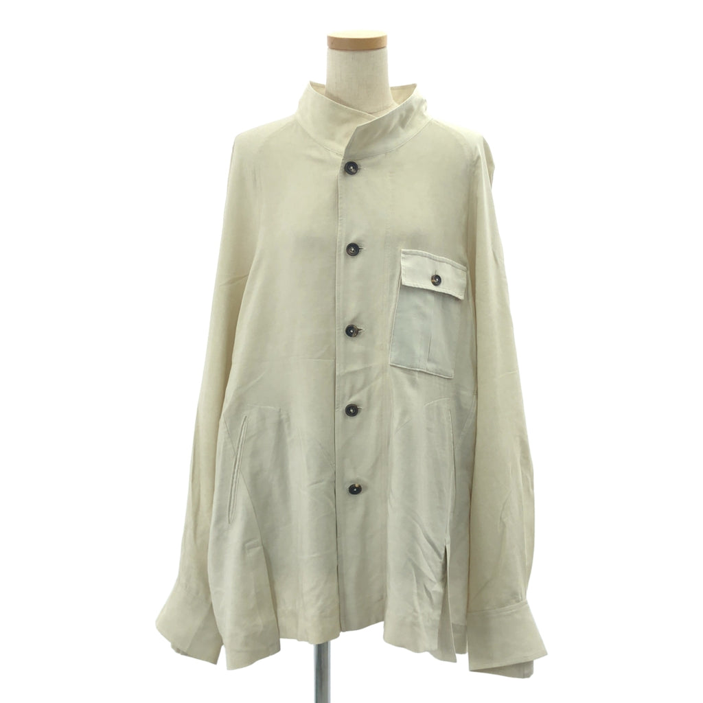 [미품] ziggy chen / 지기첸 | 2024AW | ZIGGY CHEN Stand Collar Pocket Shirt / 오버 셔츠 재킷 | 44 | Vintage White | 남성
