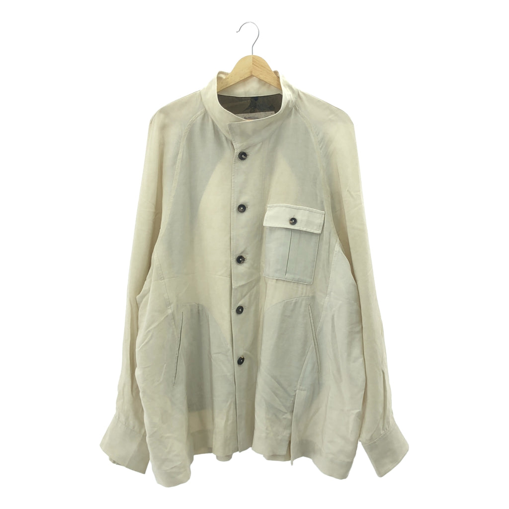 [미품] ziggy chen / 지기첸 | 2024AW | ZIGGY CHEN Stand Collar Pocket Shirt / 오버 셔츠 재킷 | 44 | Vintage White | 남성