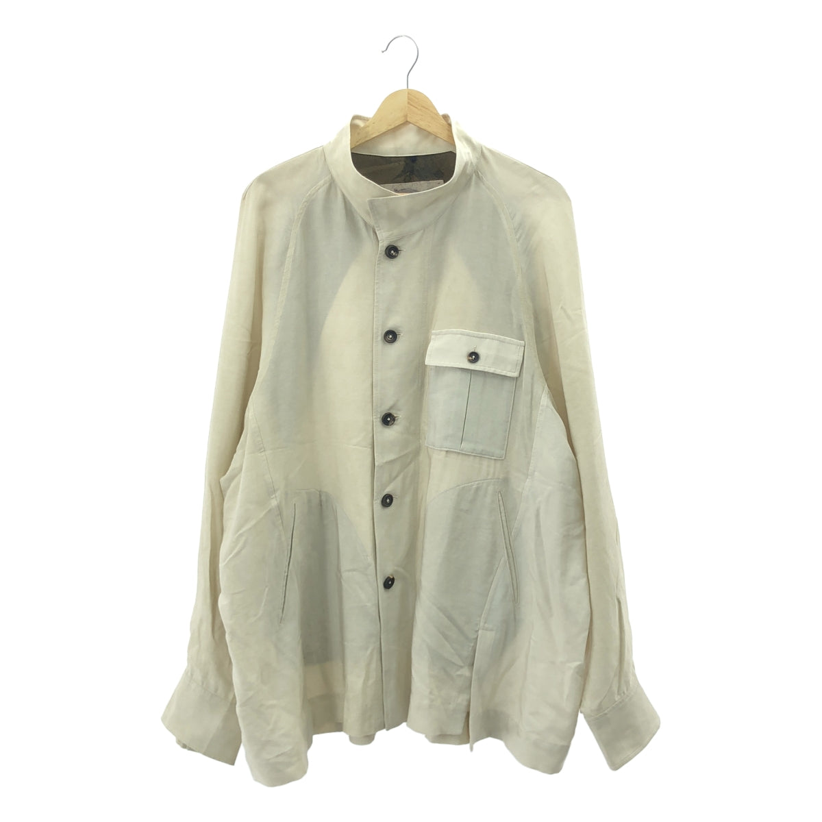 【美品】  ziggy chen / ジギーチェン | 2024AW | ZIGGY CHEN Stand Collar Pocket Shirt / オーバー シャツ ジャケット | 44 | Vintage White | メンズ