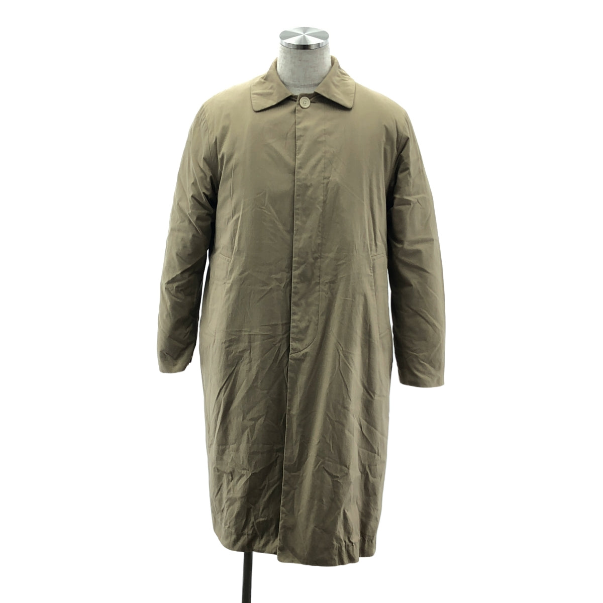 YAECA | Cotton Balmac Coat with Padded Liner | M | Beige | Men's
