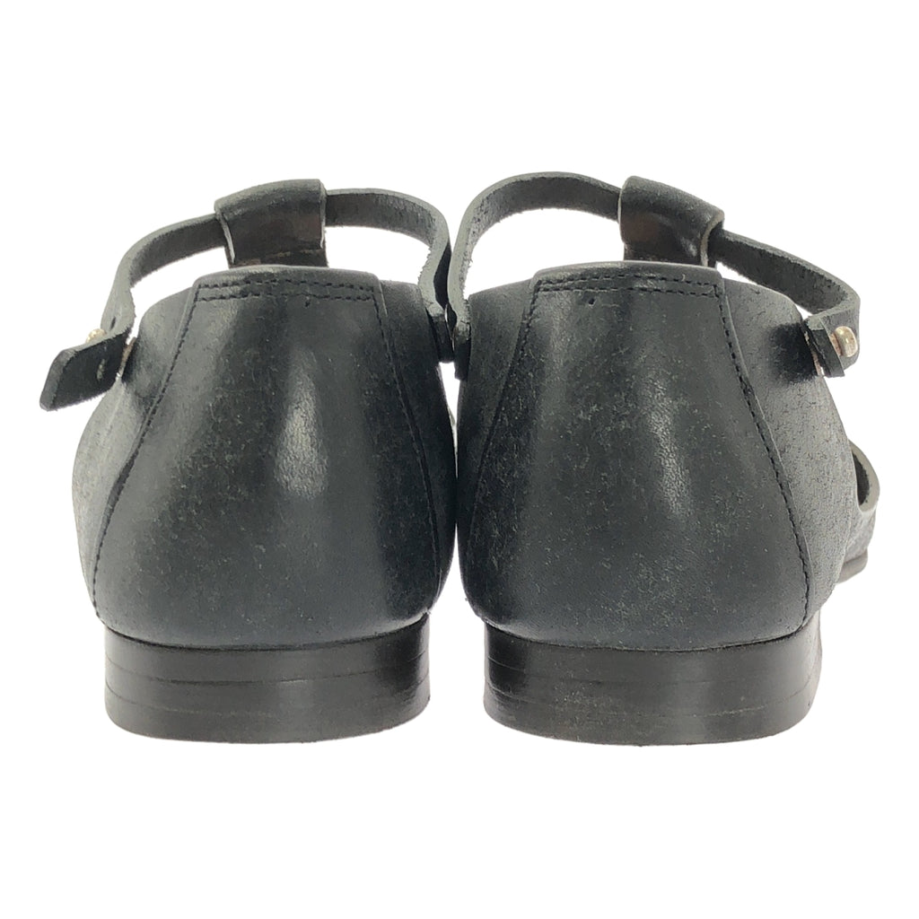 【美品】  SHOE&SEWN / シュー＆ソーン | レザー ラウンドトゥ ストラップ シューズ | 35 | ブラック | レディース