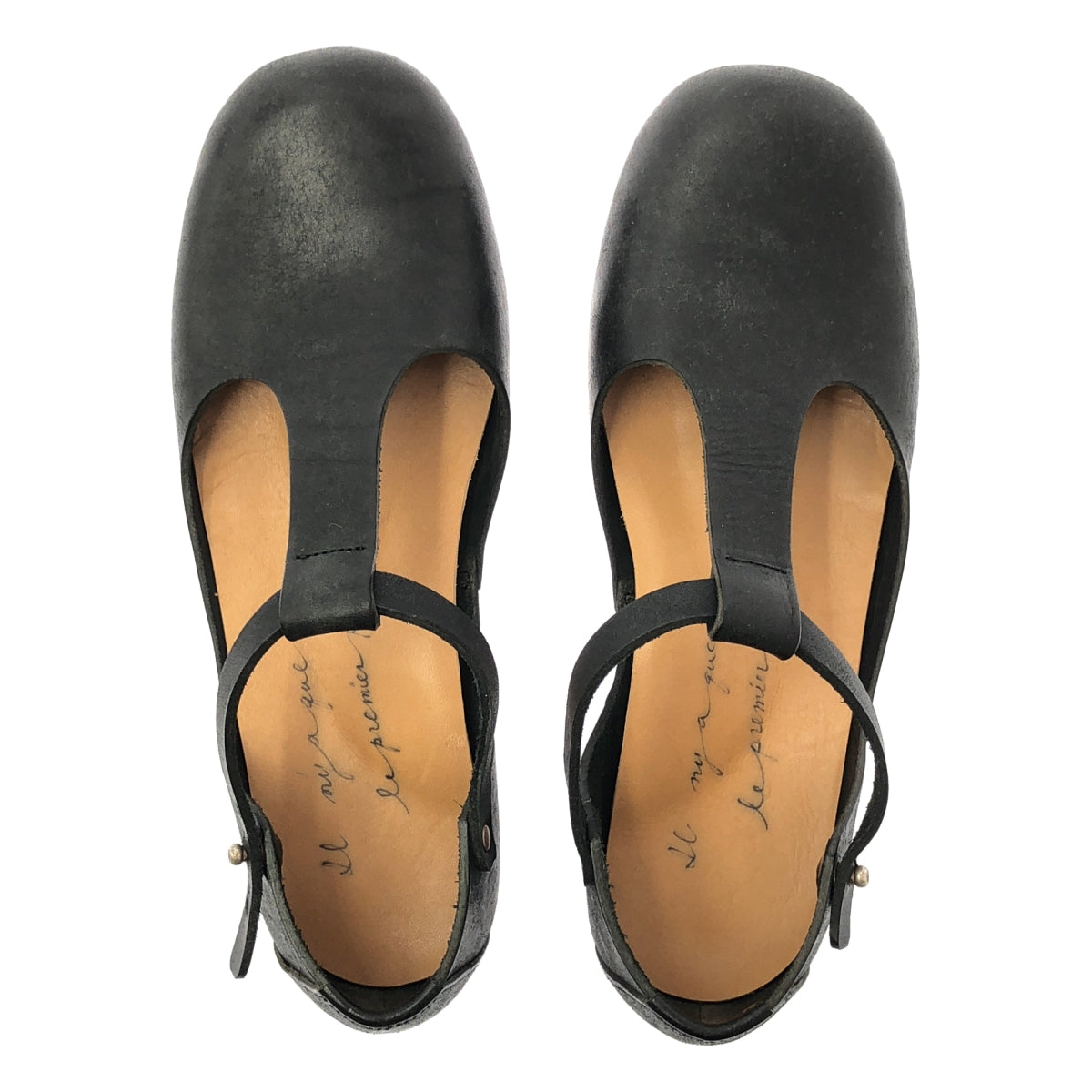 【美品】  SHOE&SEWN / シュー＆ソーン | レザー ラウンドトゥ ストラップ シューズ | 35 | ブラック | レディース