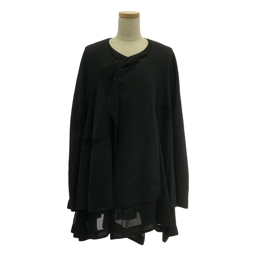 【미품】 COMME des GARCONS / 콤데 갤슨 | 2021SS | 폴리 에스테르 변형 비대칭 레이어드 노 컬러 오버 재킷 | L | 블랙 | 여성