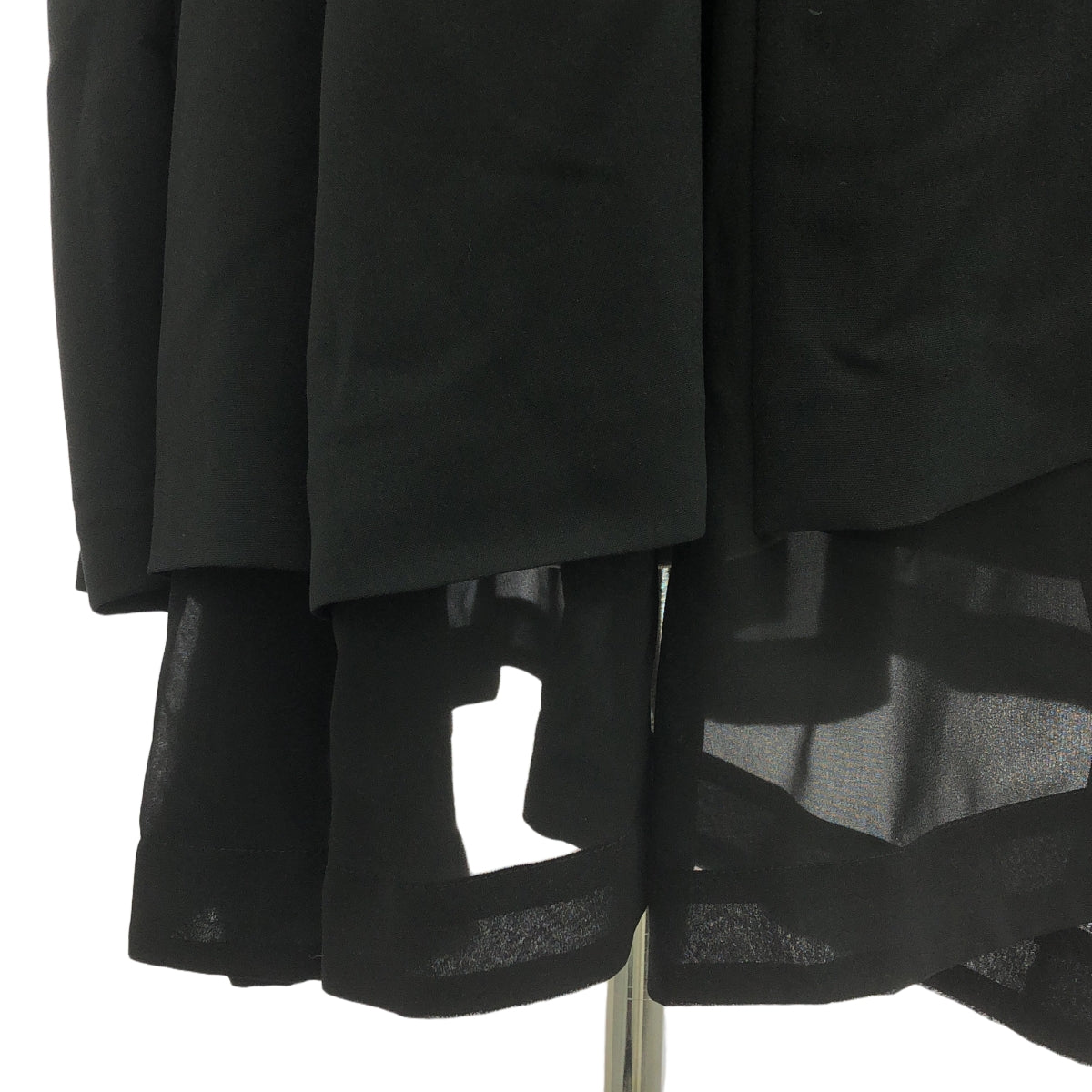 【美品】  COMME des GARCONS / コムデギャルソン | 2021SS | ポリエステル 変形 アシンメトリー レイヤード ノーカラー オーバージャケット | L | ブラック | レディース