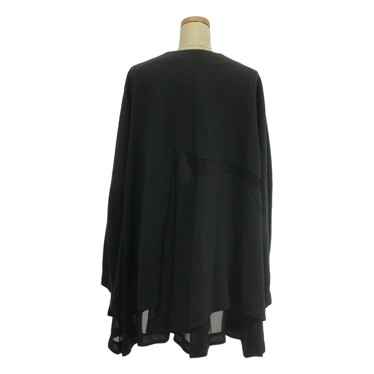 【美品】  COMME des GARCONS / コムデギャルソン | 2021SS | ポリエステル 変形 アシンメトリー レイヤード ノーカラー オーバージャケット | L | ブラック | レディース