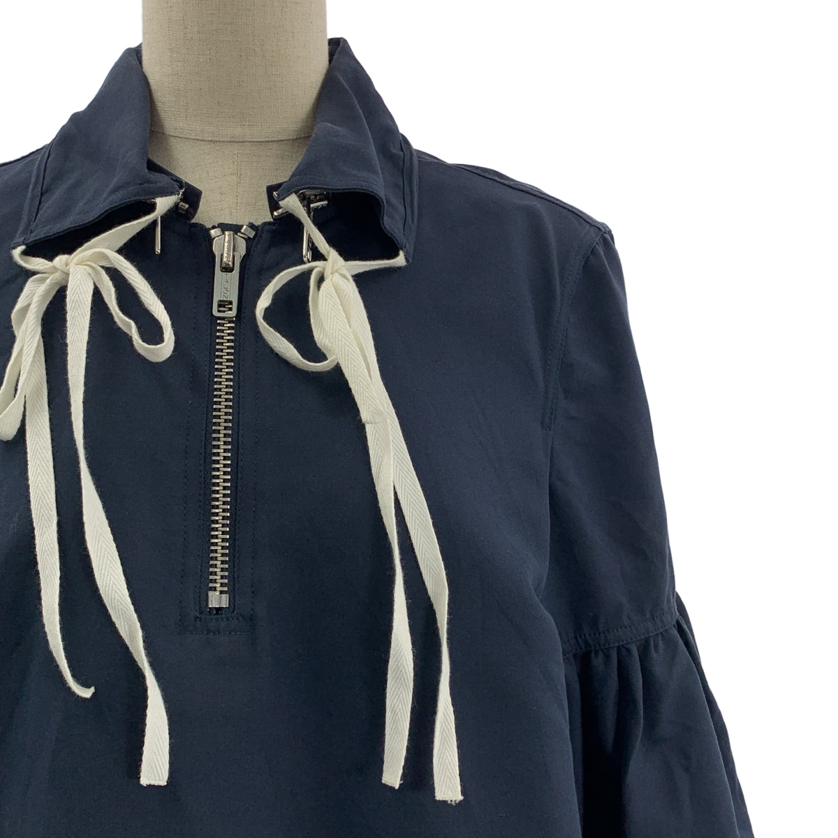 【美品】  CALVIN KLEIN / カルバンクライン | ジップ プルオーバー ワンピース | 36 | ネイビー | レディース