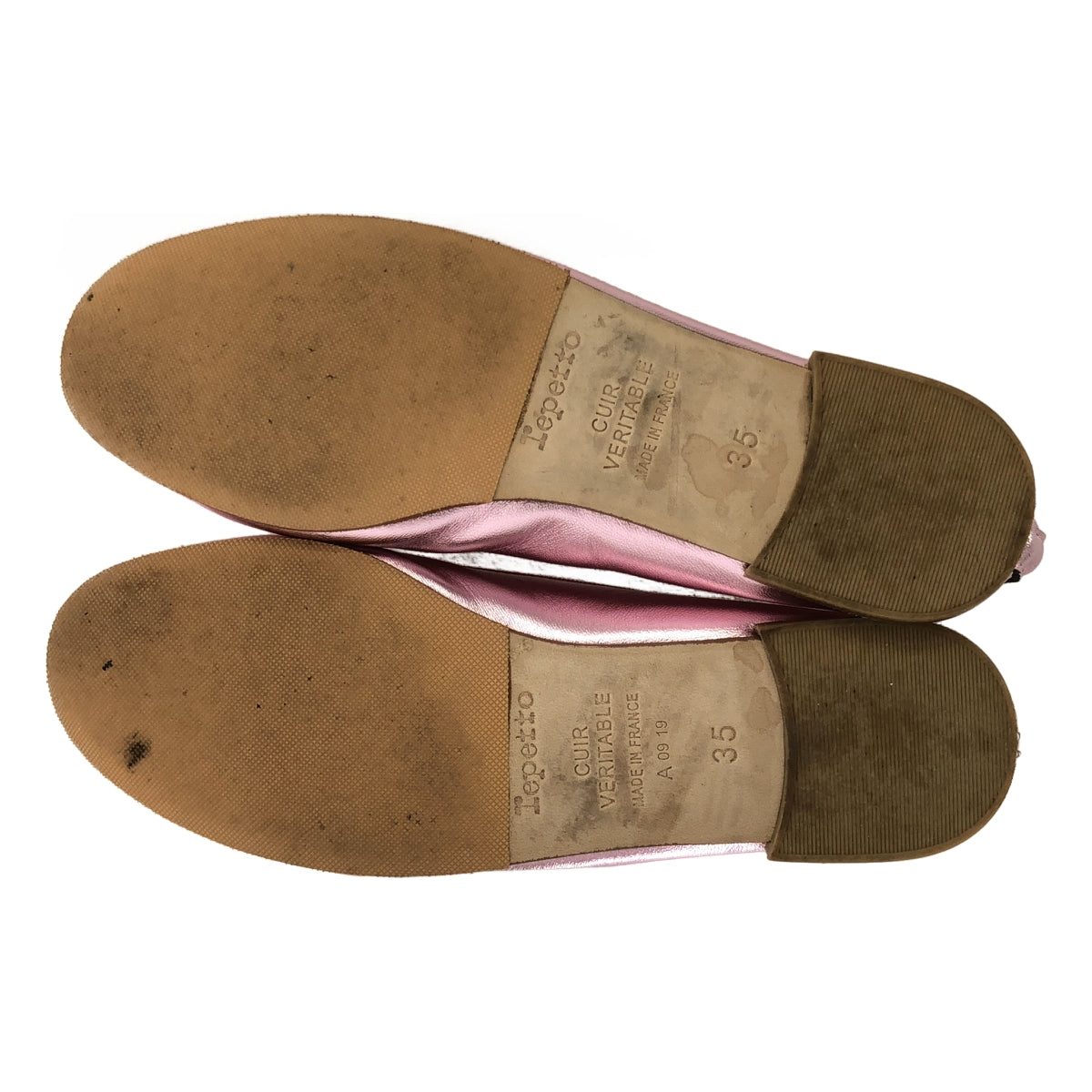 Repetto 皮革絲帶平底鞋，粉紅色，女款，35 碼