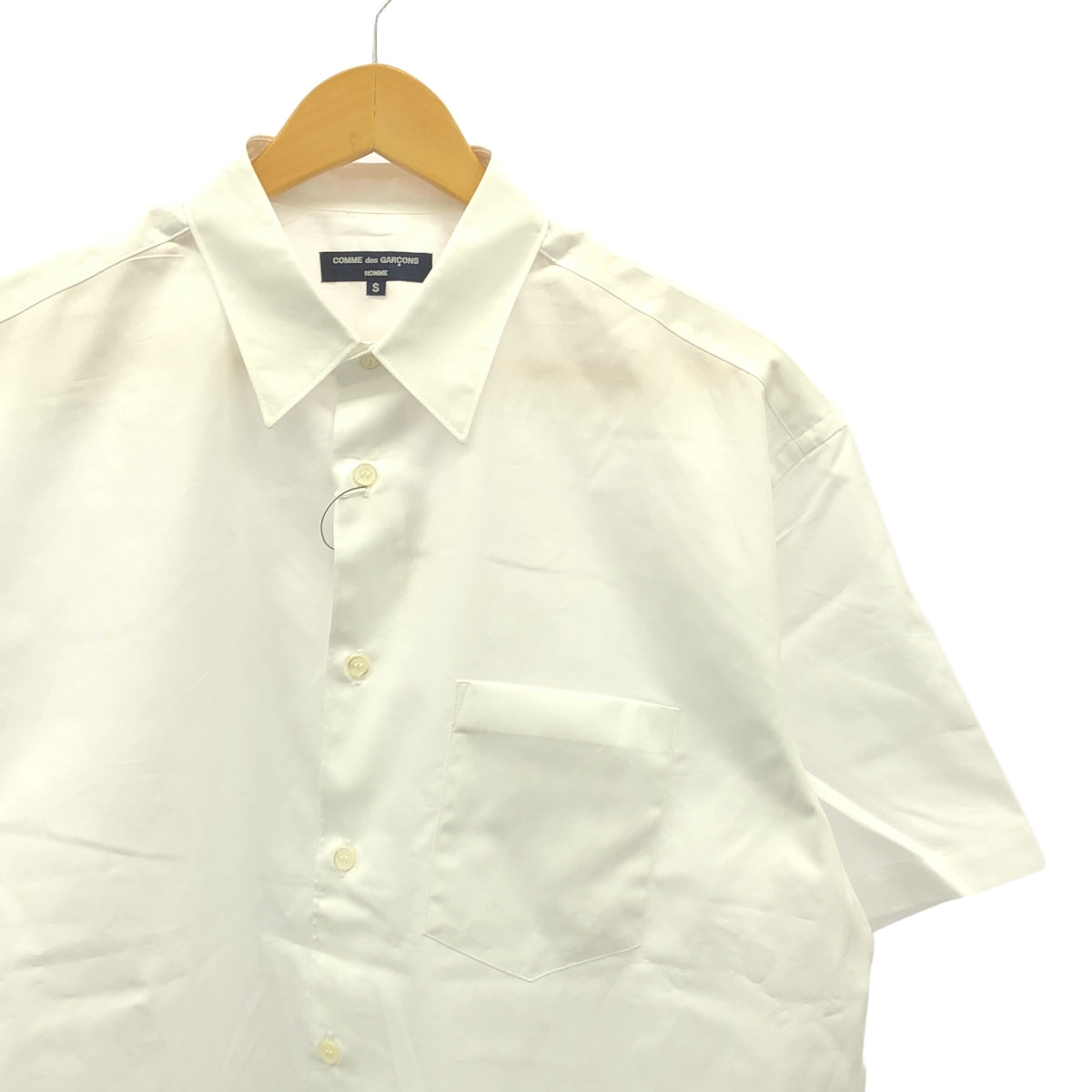 [品相良好] COMME des GARCONS HOMME | 2024 春夏 |棉質寬幅短袖襯衫 | S |白色|男士