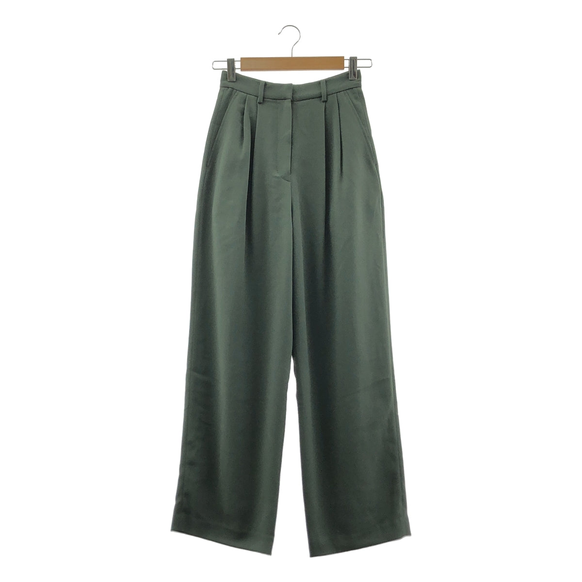[狀況極佳] CLANE | 基本款褶襉褲 | 有內襯 | 0碼 | 綠色 | 女款