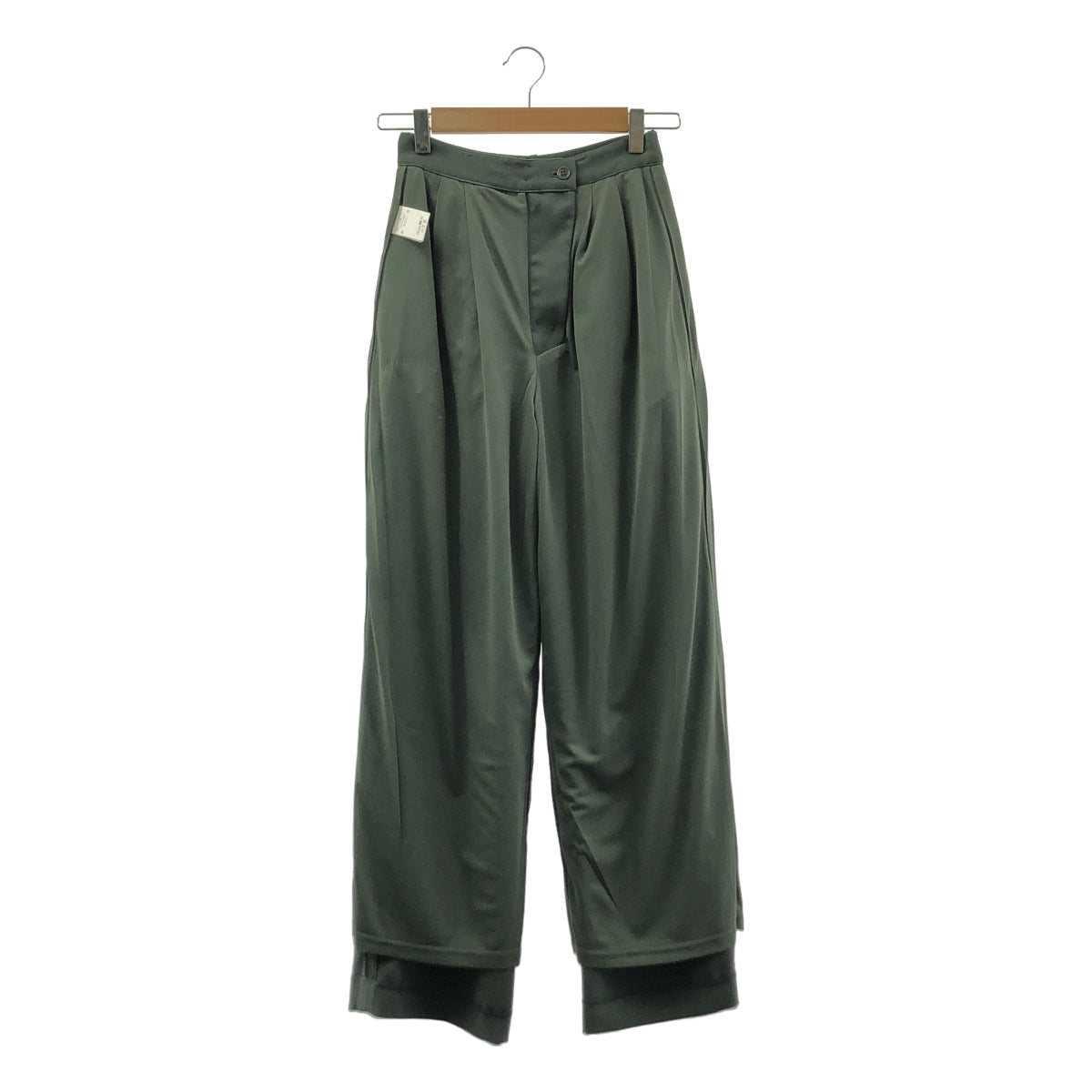 【美品】  CLANE / クラネ | BASIC TUCK PANTS / ベーシック タック パンツ / 裏地付き | 0 | グリーン系 | レディース