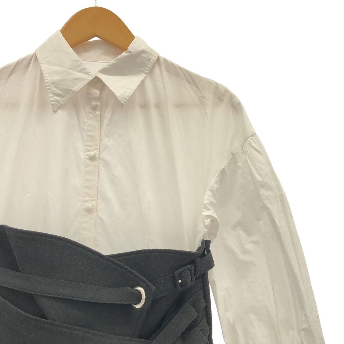 AMERI / アメリ | MILLEFEUILLE SHIRT DRESS / ミルフィーユ シャツ ドッキング ドレス ワンピース | S | ホワイト/ブラック | レディース