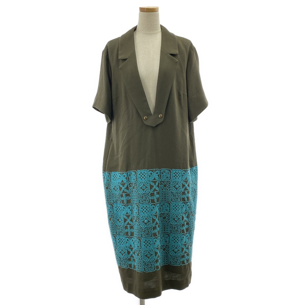 mina perhonen / ミナペルホネン | 2022AW | forest tile / フォレストタイル エンブロイダリー ポケット付き オーバー ドレス ワンピース / 総裏地 | 36 | レディース