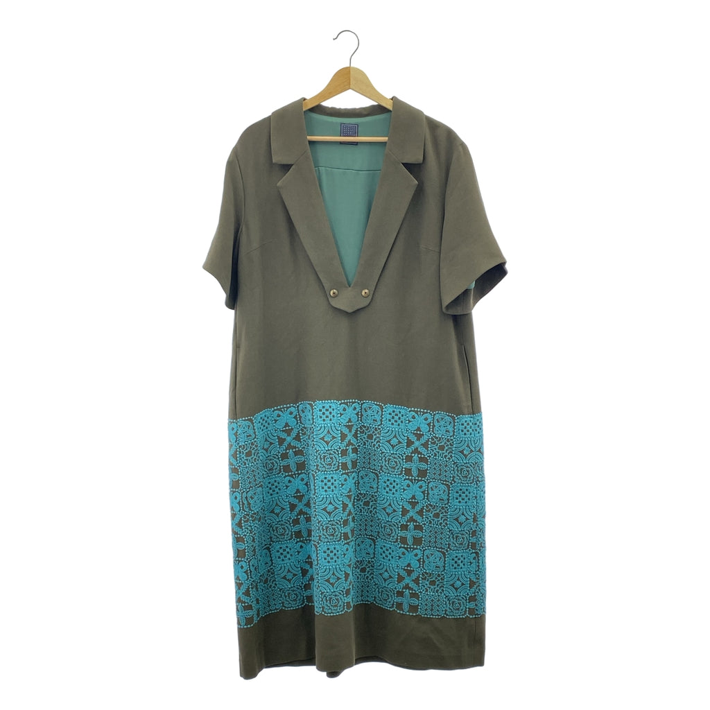 mina perhonen / ミナペルホネン | 2022AW | forest tile / フォレストタイル エンブロイダリー ポケット付き オーバー ドレス ワンピース / 総裏地 | 36 | レディース