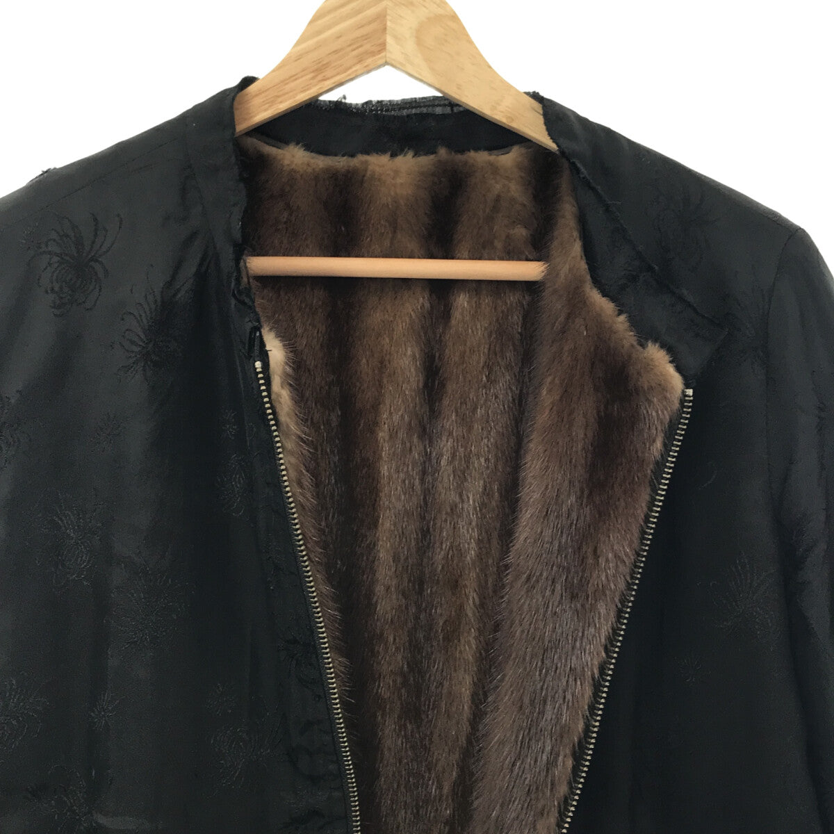 By Walid | Silk Real Fur Embroidered Jacket | Black | Men's