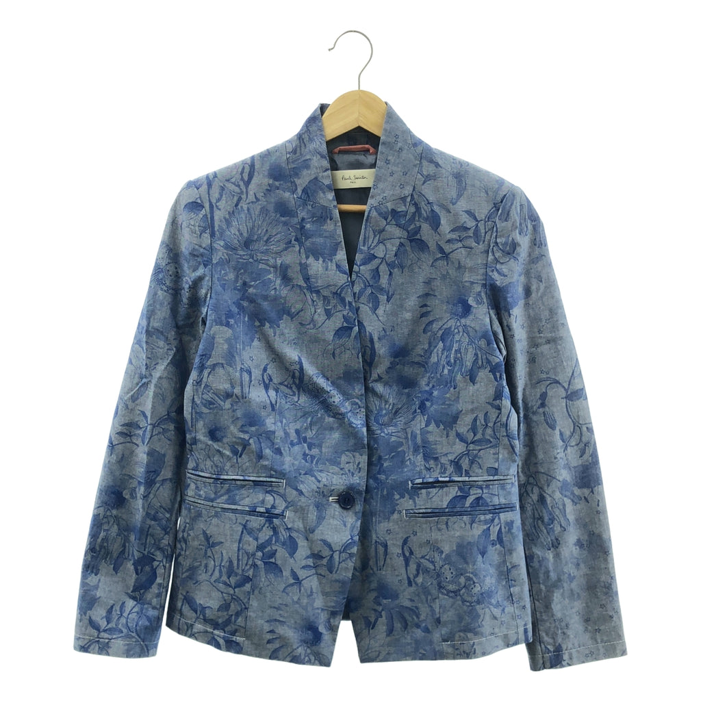 【美品】  Paul Smith / ポールスミス | フラワープリント 1B ジャケット | 38 | ブルー | レディース