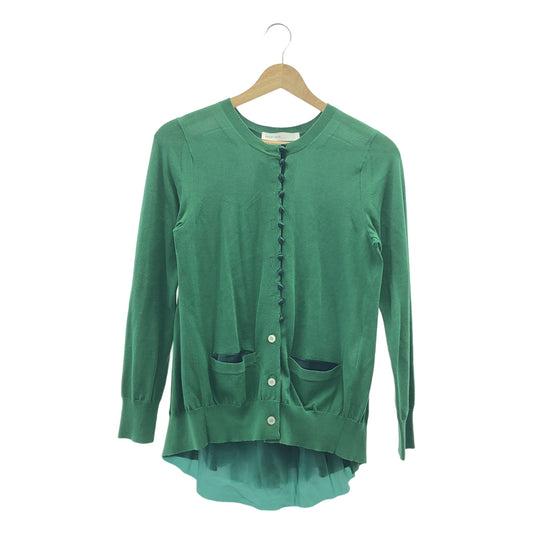 sacai luck / サカイラック | 異素材 切替 ドッキング バックギャザー ニット カーディガン | 2 | レディース