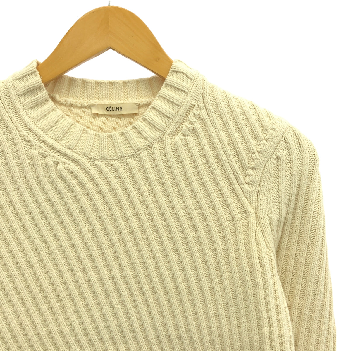 CELINE | Phoebe cotton crew neck sweater | XS | Ivory | Women's