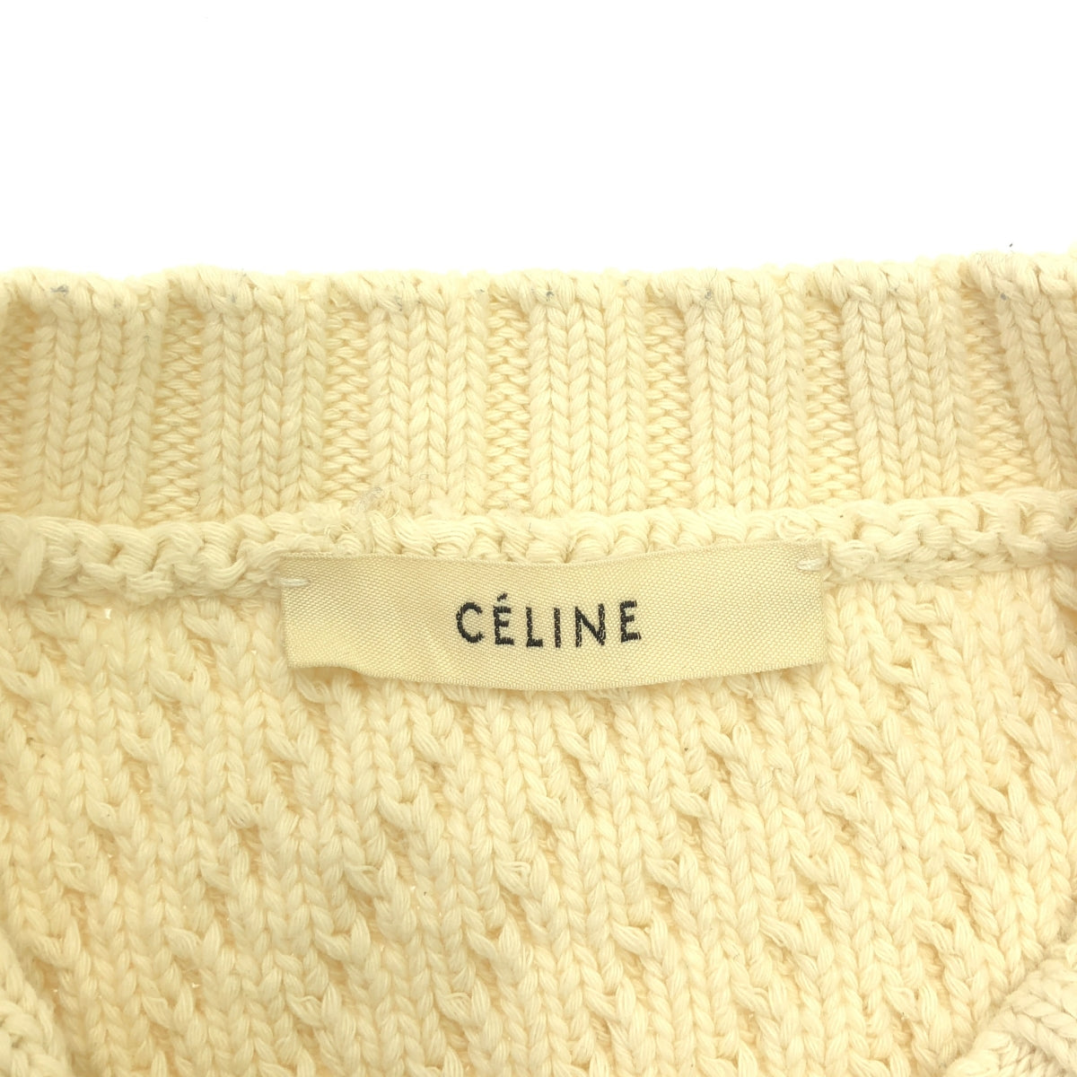 CELINE | Phoebe cotton crew neck sweater | XS | Ivory | Women's