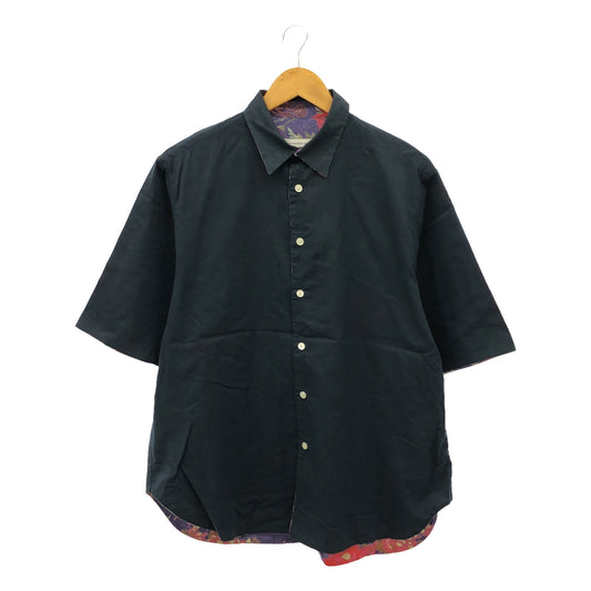 EEL / Eel | Merci shirt | Short-sleeved Merci shirt with botanical lining | S | Navy | Men's