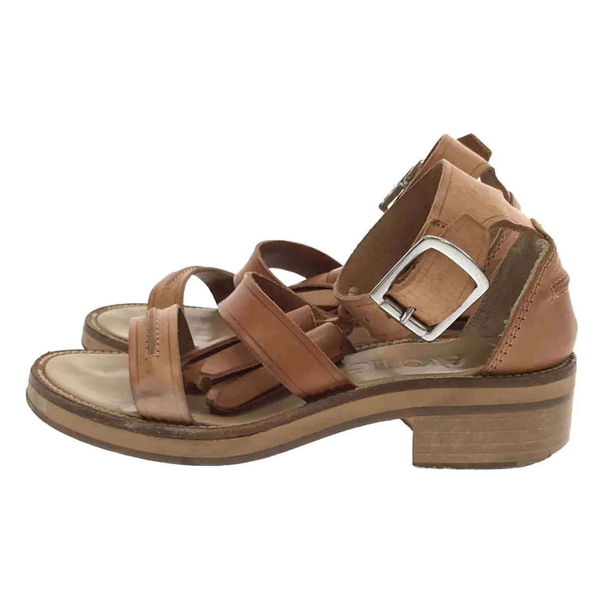 Acne / 여드름 | 가죽 술 스트랩 샌들 | 35 | 베이지 | 여성