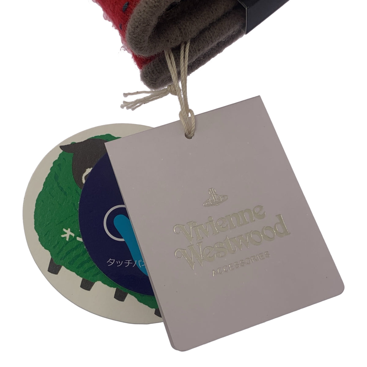 [狀況極佳] Vivienne Westwood | 羊毛球刺繡 Patagonia 生態羊毛開衩手套 | 紅色 | 女款