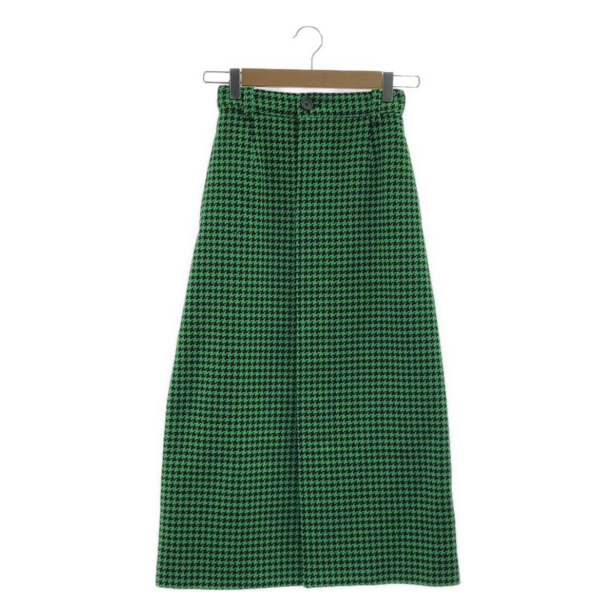 【新品】  BALENCIAGA / バレンシアガ | 千鳥格子 ウール ロングスカート | 34 | グリーン / ブラック | レディース
