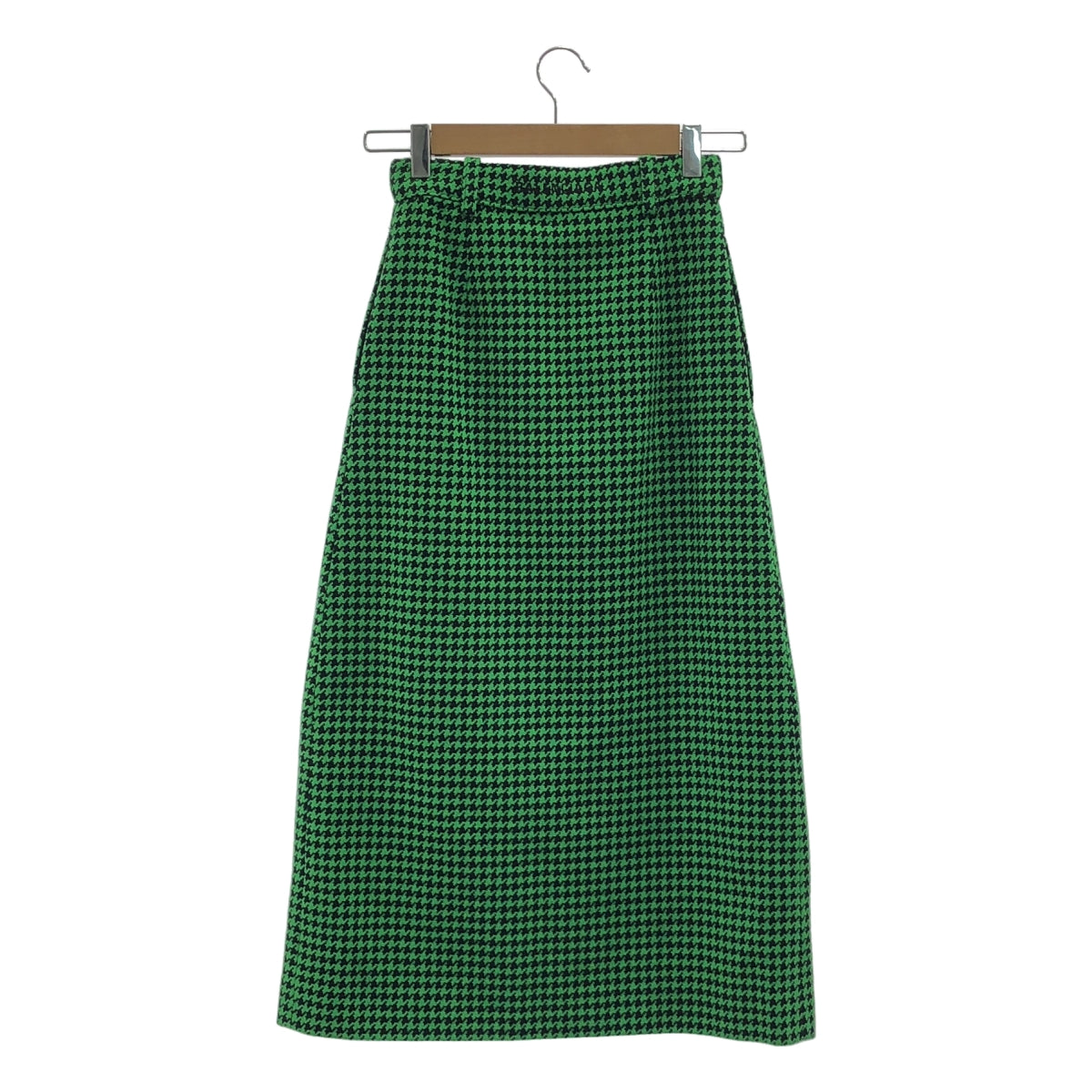 [全新品] BALENCIAGA | 千鳥格毛長裙 | 34號 | 綠/黑 | 女款
