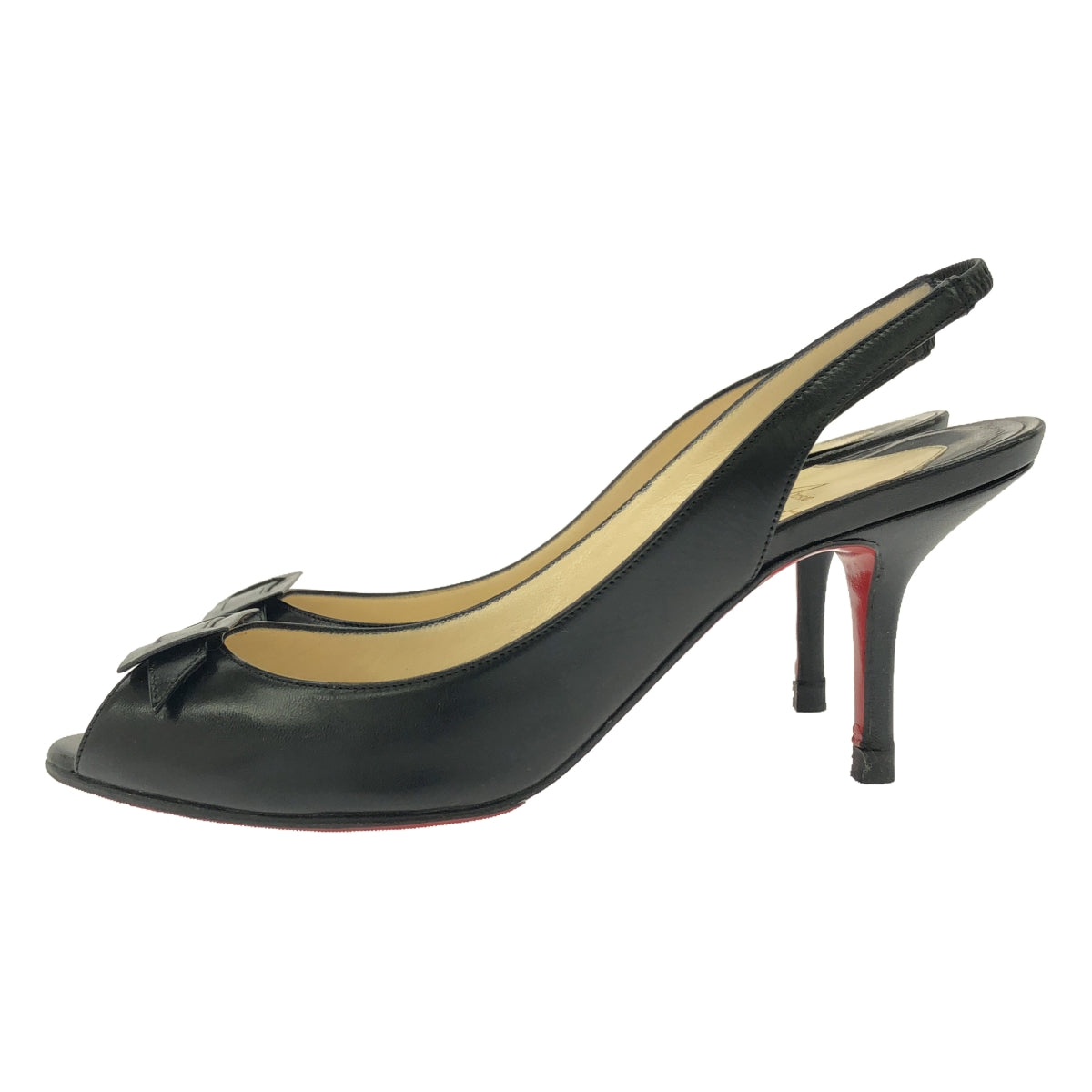 Christian Louboutin | Leather Open Toe Heel Pumps | 35 1/2 | Black | Women's