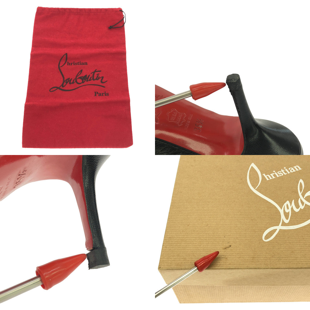 Christian Louboutin | Leather Open Toe Heel Pumps | 35 1/2 | Black | Women's