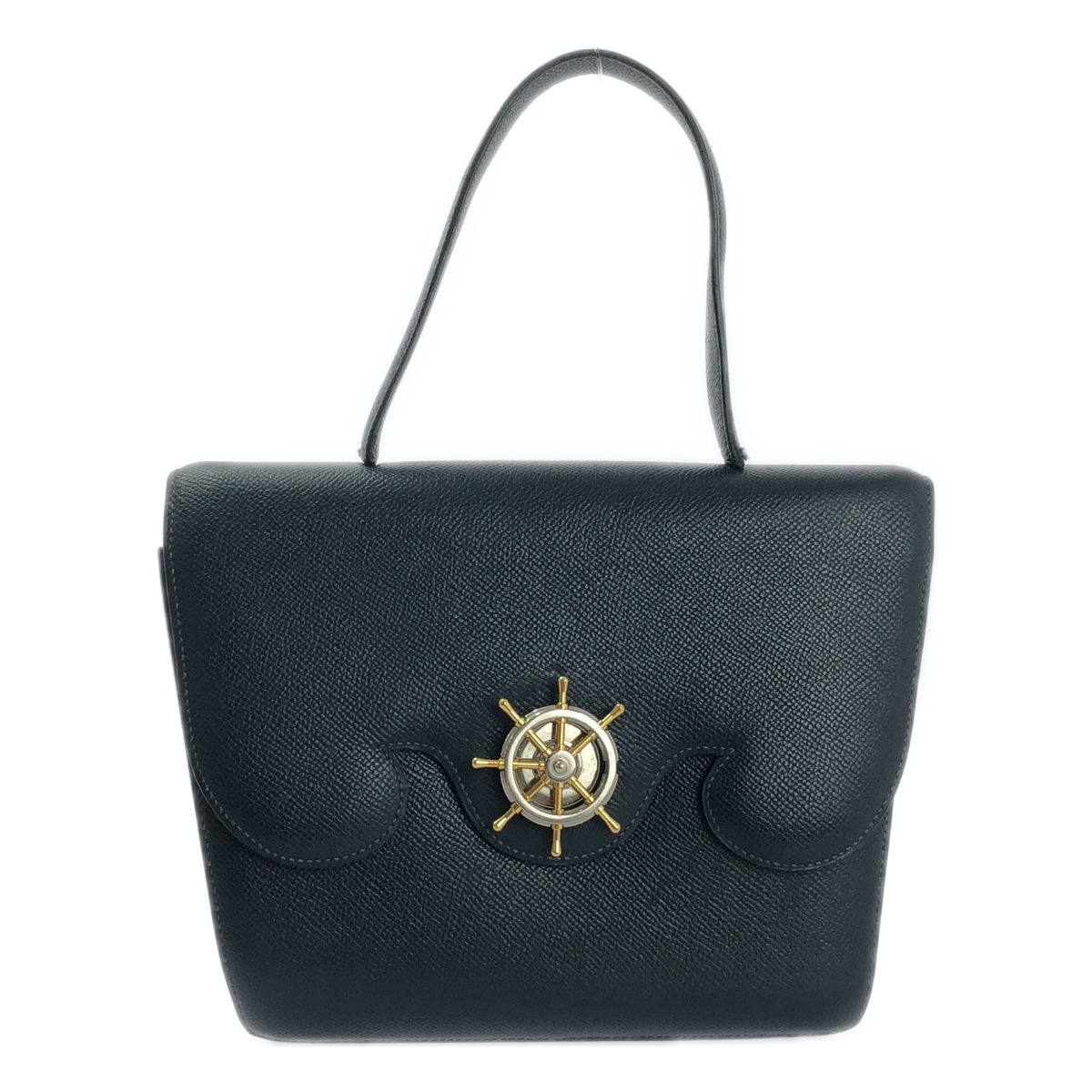 HERMES / エルメス | 1990s | フリーゲート クシュベル ゴールド×シルバー金具 ハンドバッグ | ネイビー | レディース