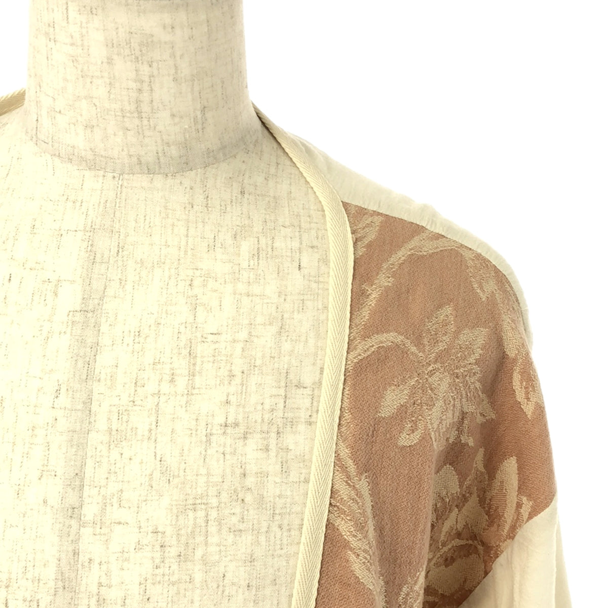 【신품】 OLUBIYI THOMAS / 오르비 토마스 | 2023SS | kimono back jacquard coat 보타니컬 자 가드 다른 소재 전환 가운 코트 | 2 | 골동품 핑크 | 남성