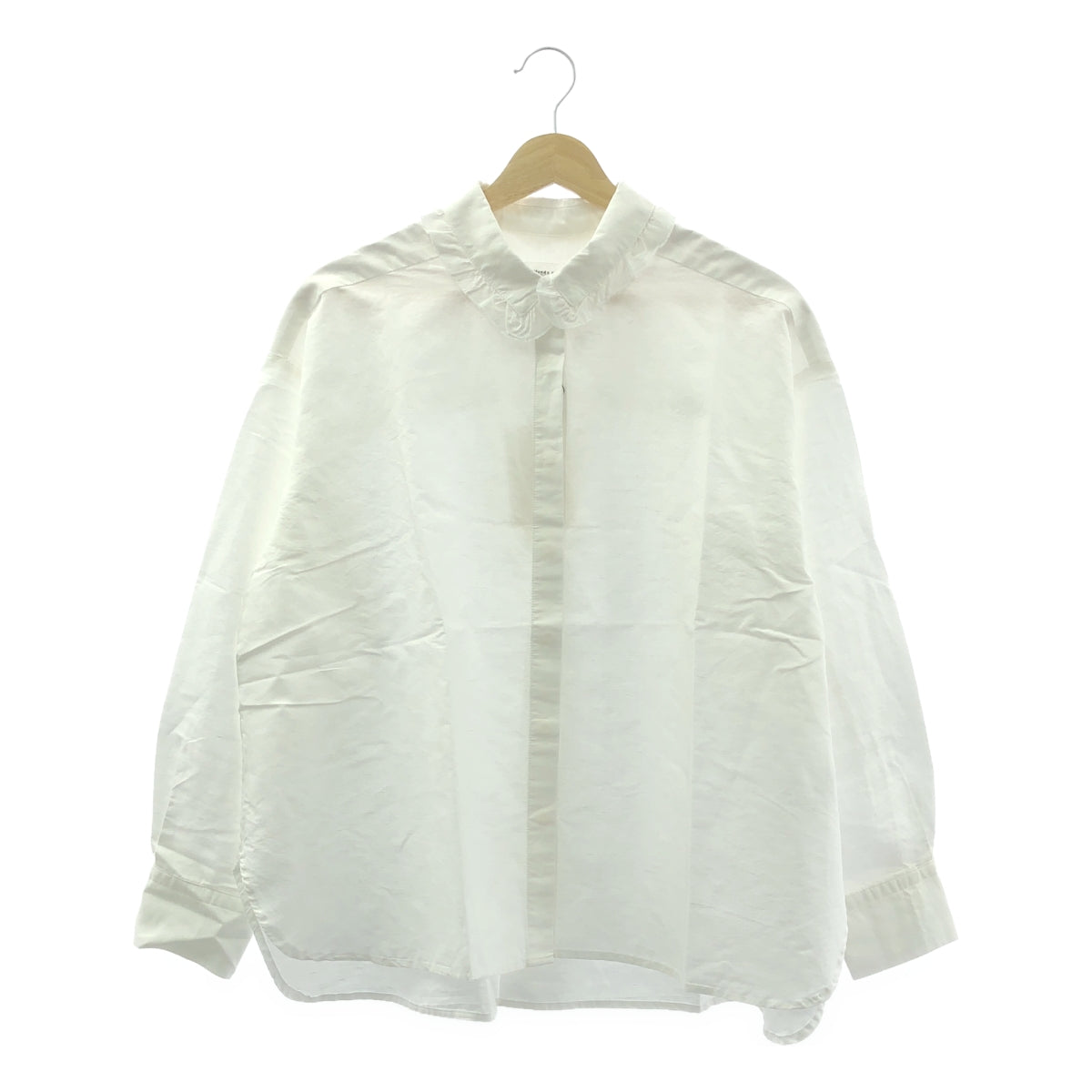 【新品】  Hands of creation / ハンズオブクリエイション | 強撚クラシック バイオスラブ チビフリルシャツ | F | ホワイト | レディース