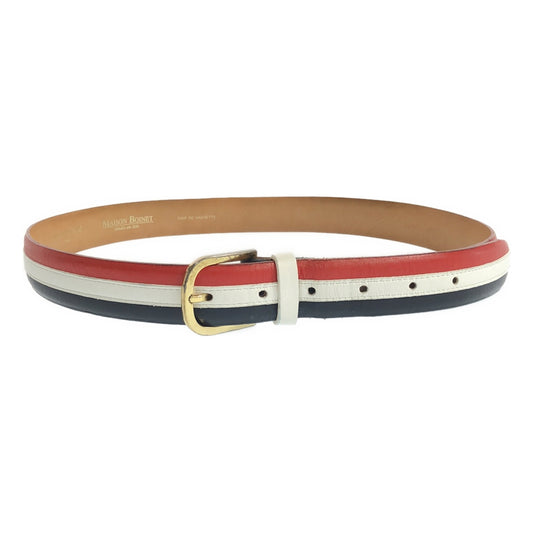 MAISON KITSUNE / Maison Kitsune | × MAISON BOINET Maison Boinet special order tricolor leather belt | 90/36 | Red / White / Navy | Men's