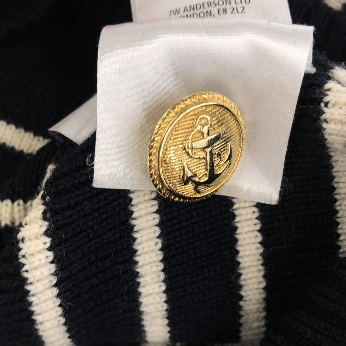 [Good Condition] JW Anderson / JW Anderson | Striped Extra Fine Wool Sweater / Logo Gold Button Knit Pullover