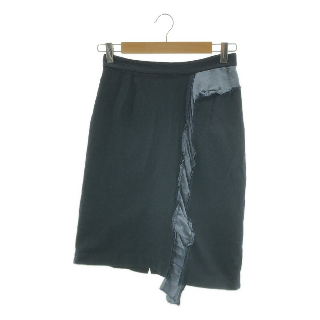 COMME des GARCONS / コムデギャルソン | 2010AW | ポリエステル縮絨 製品染め スリットスカート | XS | ネイビー | レディース