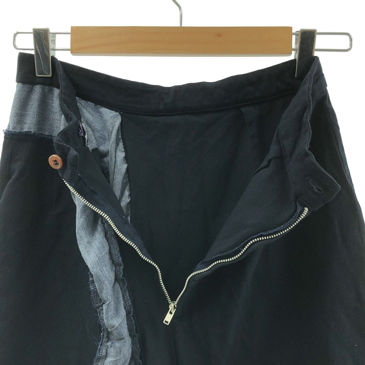 COMME des GARCONS / コムデギャルソン | 2010AW | ポリエステル縮絨 製品染め スリットスカート | XS | ネイビー | レディース