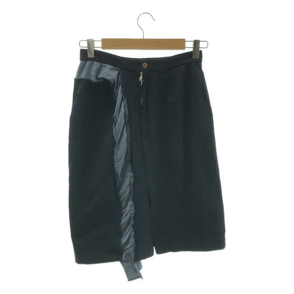 COMME des GARCONS / コムデギャルソン | 2010AW | ポリエステル縮絨 製品染め スリットスカート | XS | ネイビー | レディース