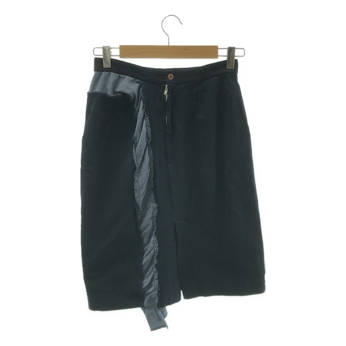 COMME des GARCONS / コムデギャルソン | 2010AW | ポリエステル縮絨 製品染め スリットスカート | XS | ネイビー | レディース