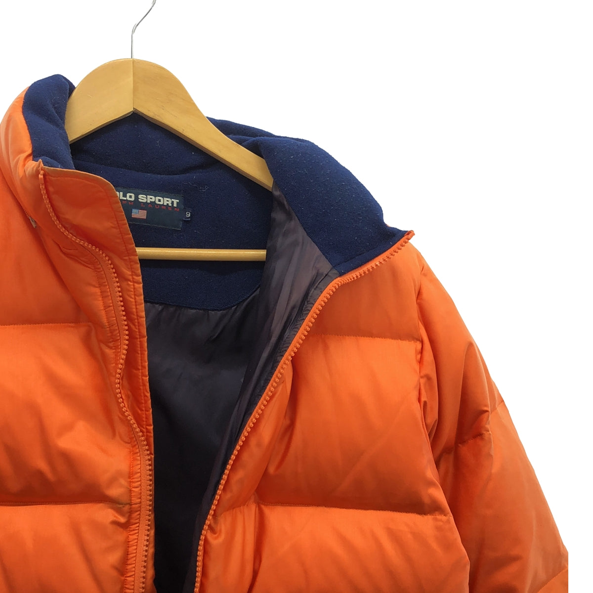 馬球運動 | 90 年代復古羽絨外套 |尺寸 9 |橘色 |男士