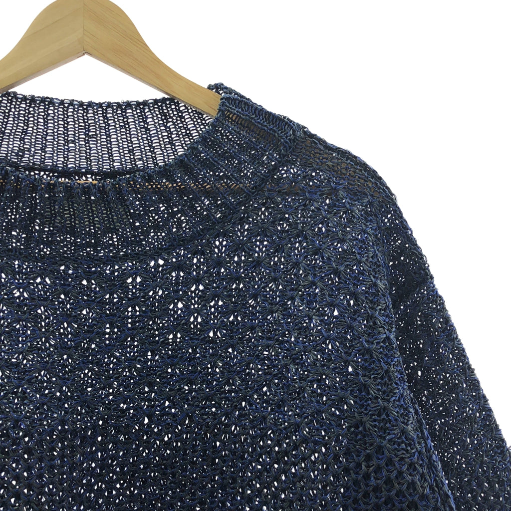 amachi. / アマチ | 2022SS | Washi Knit 和紙 ペーパー 半袖ニット | 6 | ネイビー | メンズ