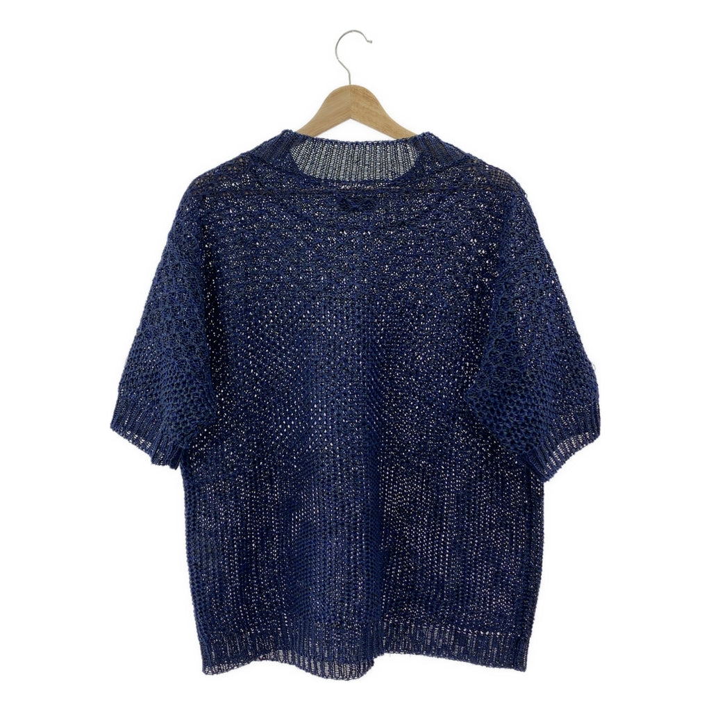 amachi. / アマチ | 2022SS | Washi Knit 和紙 ペーパー 半袖ニット | 6 | ネイビー | メンズ