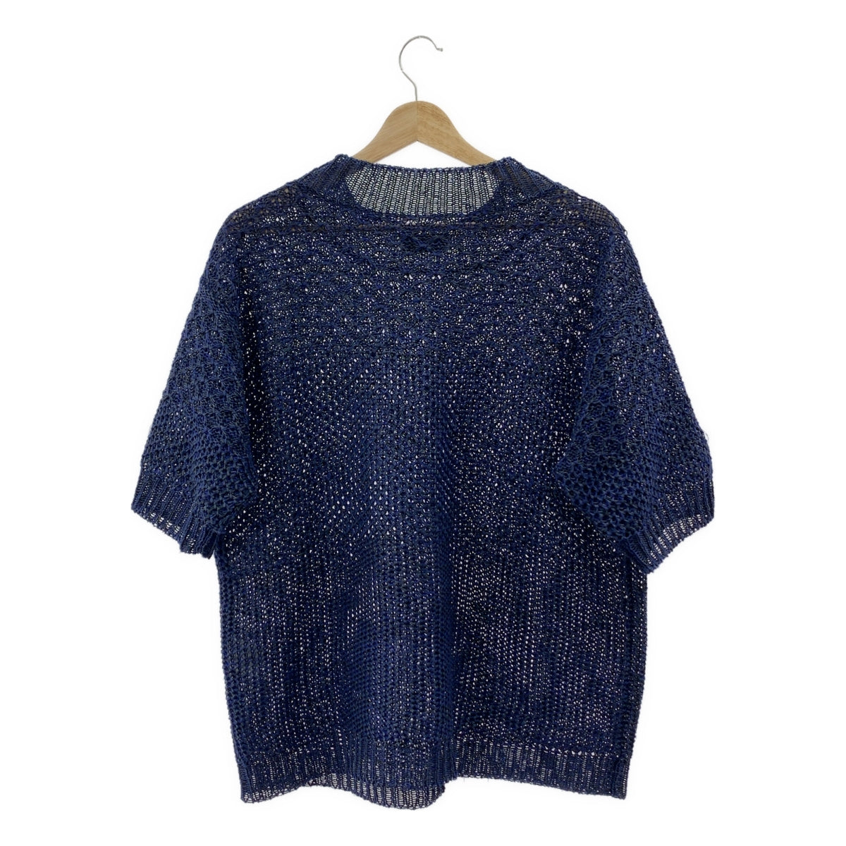 amachi. / アマチ | 2022SS | Washi Knit 和紙 ペーパー 半袖ニット | 6 | ネイビー | メンズ