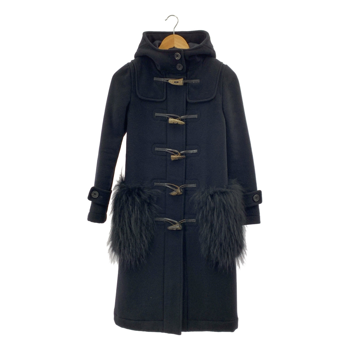 BORDERS at BALCONY / ボーダーズアットバルコニー | ウール カシミヤ キルティング裏地 ダッフルコート | 36 | ブラック | レディース