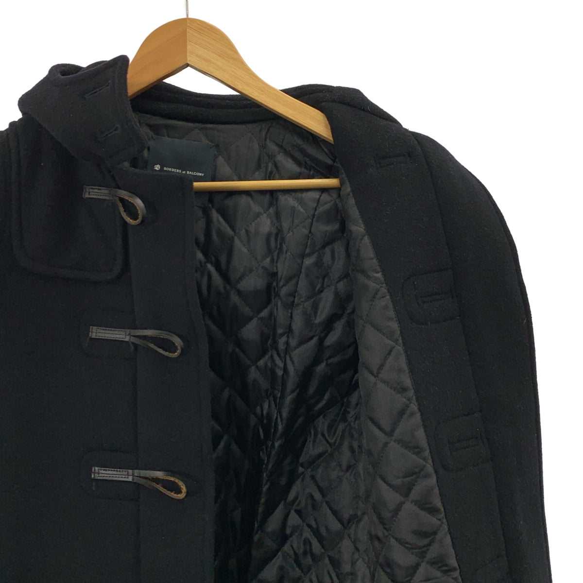 BORDERS at BALCONY / ボーダーズアットバルコニー | ウール カシミヤ キルティング裏地 ダッフルコート | 36 | ブラック | レディース